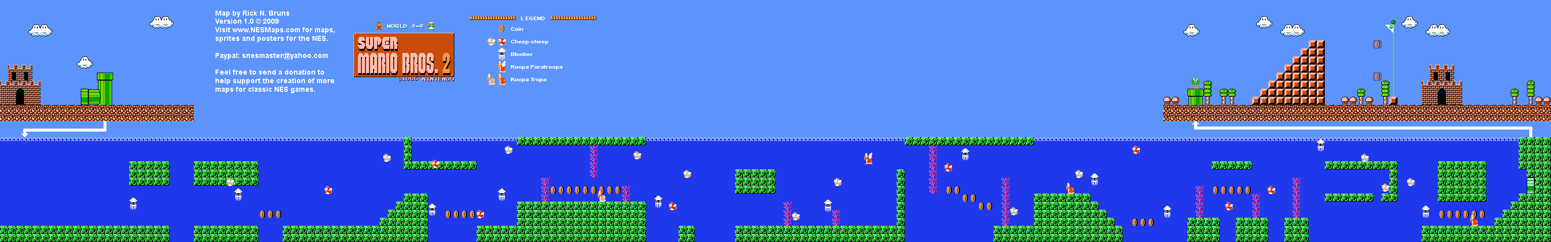 Super Mario Bros. 2 (Japan) - World 3-2 Nintendo NES Famicom FDS Map
