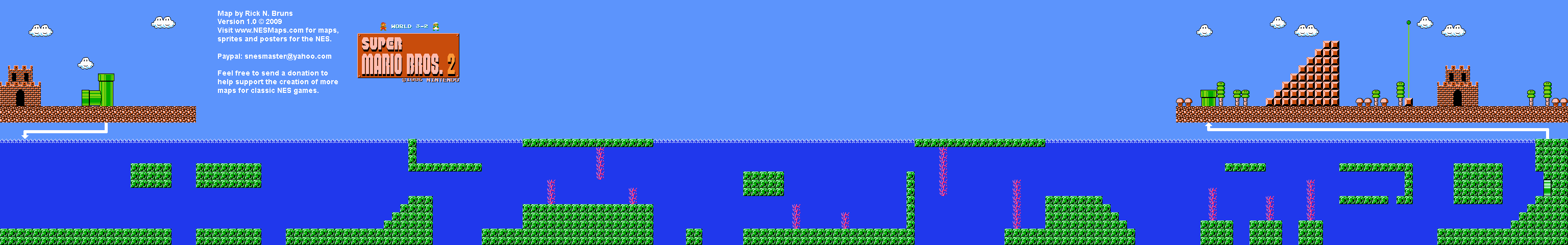 Super Mario Bros. 2 (Japan) - World 3-2 Nintendo NES Famicom FDS BG Map