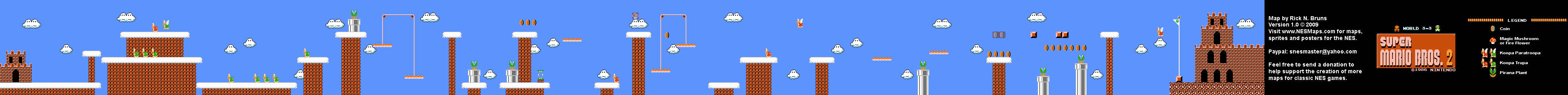 Super Mario Bros. 2 (Japan) - World 3-3 Nintendo NES Famicom FDS Map