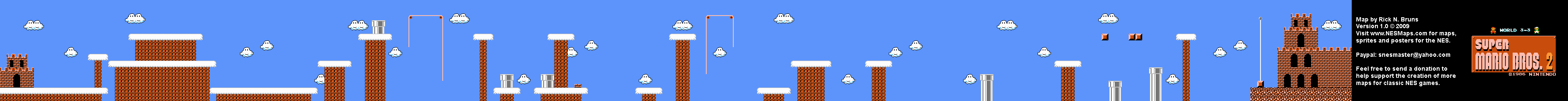 Super Mario Bros. 2 (Japan) - World 3-3 Nintendo NES Famicom FDS BG Map