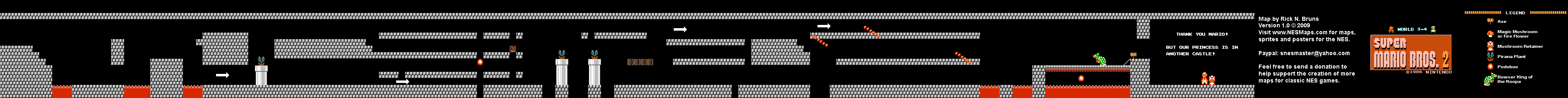 Super Mario Bros. 2 (Japan) - World 3-4 Nintendo NES Famicom FDS Map