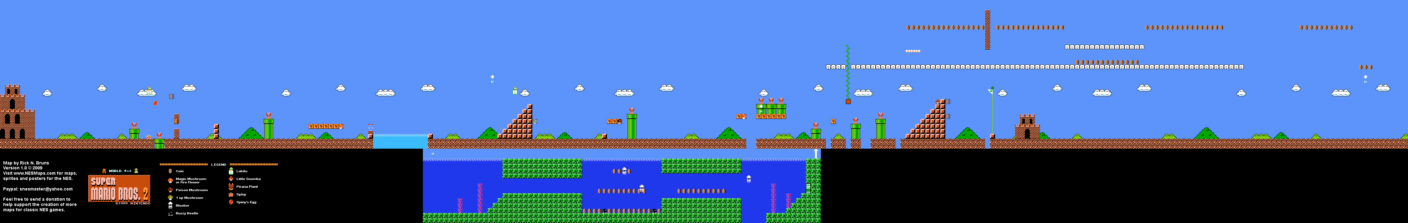 Super Mario Bros. 2 (Japan) - World 4-1 Nintendo NES Famicom FDS Map