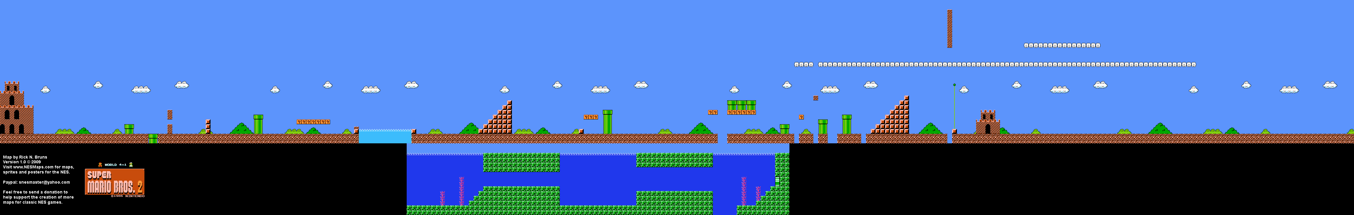 Super Mario Bros. 2 (Japan) - World 4-1 Nintendo NES Famicom FDS BG Map