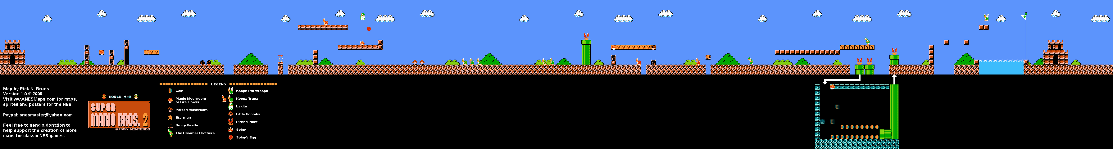 Super Mario Bros. 2 (Japan) - World 4-2 Nintendo NES Famicom FDS Map