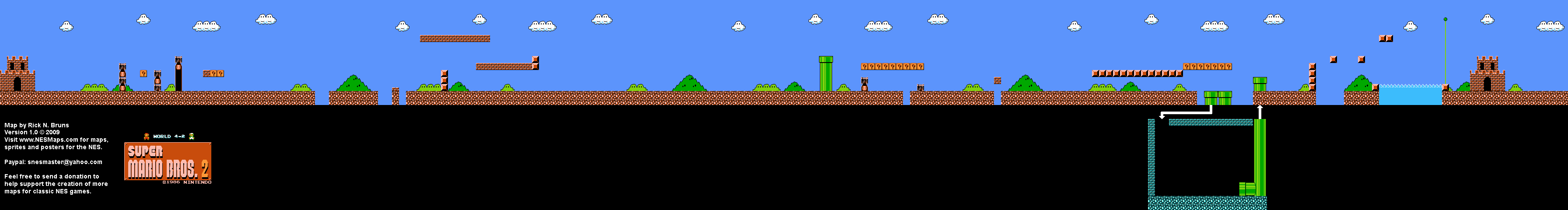 Super Mario Bros. 2 (Japan) - World 4-2 Nintendo NES Famicom FDS BG Map
