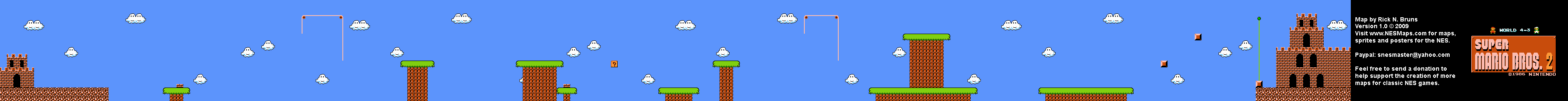 Super Mario Bros. 2 (Japan) - World 4-3 Nintendo NES Famicom FDS BG Map