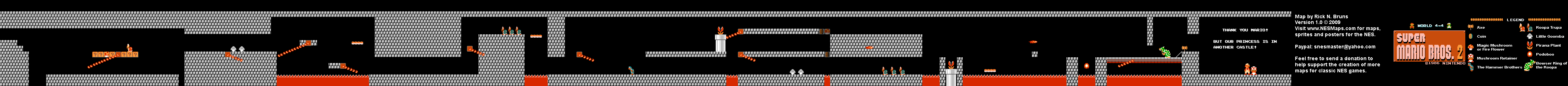 Super Mario Bros. 2 (Japan) - World 4-4 Nintendo NES Famicom FDS Map