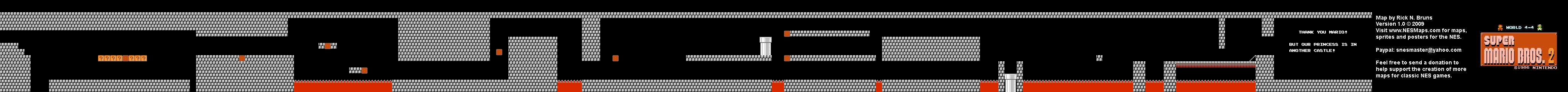 Super Mario Bros. 2 (Japan) - World 4-4 Nintendo NES Famicom FDS BG Map