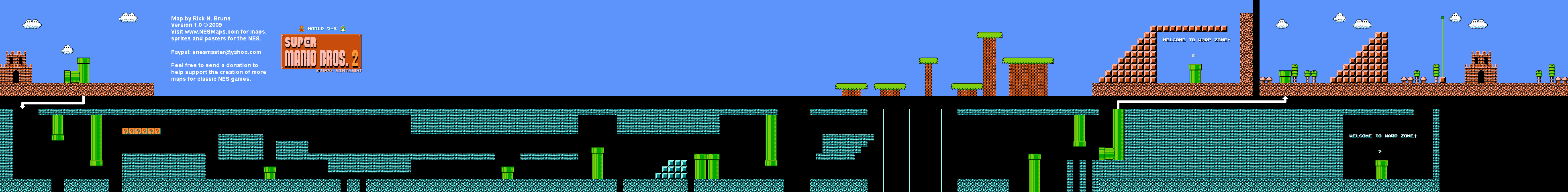 Super Mario Bros. 2 (Japan) - World 5-2 Nintendo NES Famicom FDS BG Map