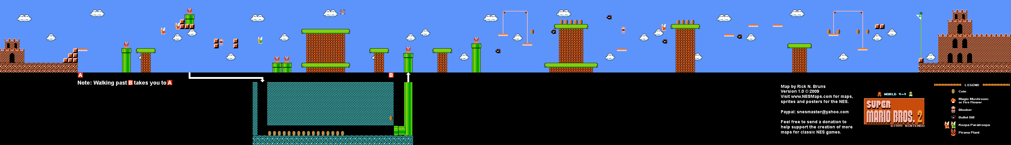 Super Mario Bros. 2 (Japan) - World 5-3 Nintendo NES Famicom FDS Map