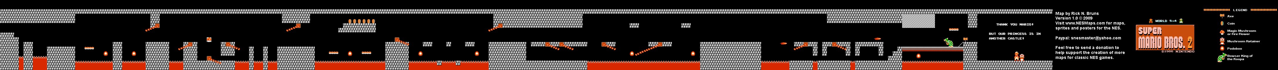 Super Mario Bros. 2 (Japan) - World 5-4 Nintendo NES Famicom FDS Map