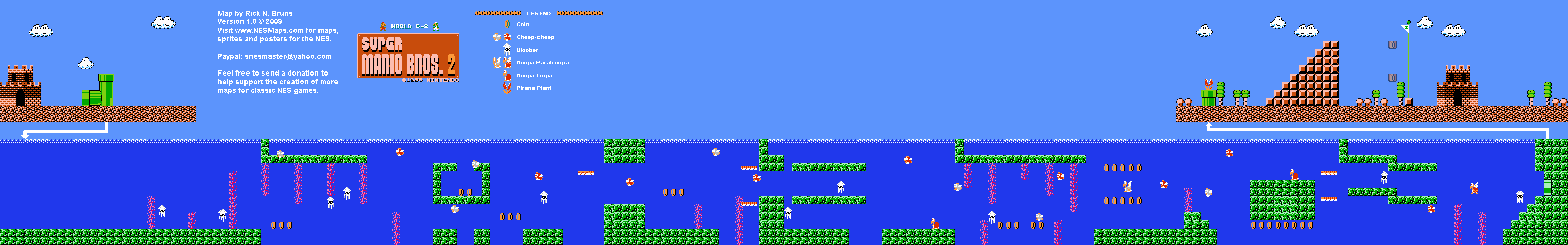 Super Mario Bros. 2 (Japan) - World 6-2 Nintendo NES Famicom FDS Map