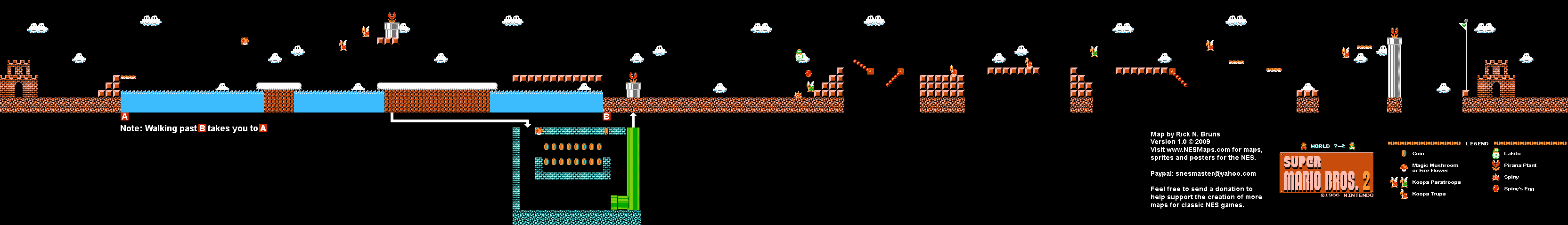 Super Mario Bros. 2 (Japan) - World 7-2 Nintendo NES Famicom FDS Map