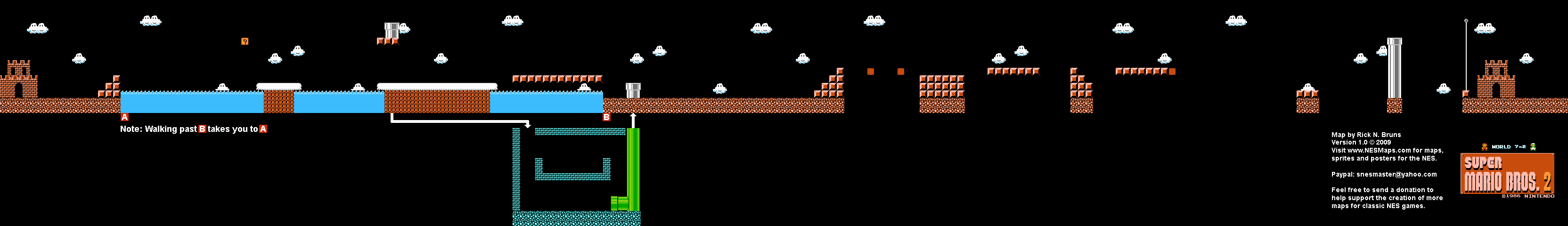 Super Mario Bros. 2 (Japan) - World 7-2 Nintendo NES Famicom FDS BG Map