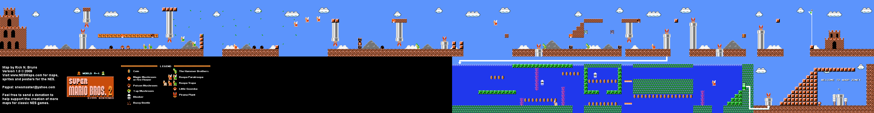 Super Mario Bros. 2 (Japan) - World 8-1 Nintendo NES Famicom FDS Map
