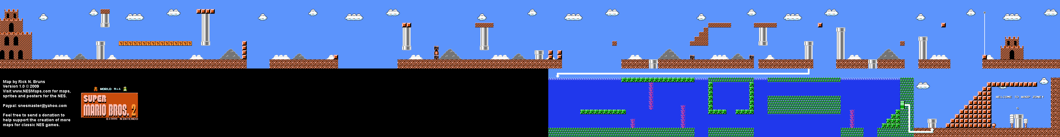 Super Mario Bros. 2 (Japan) - World 8-1 Nintendo NES Famicom FDS BG Map