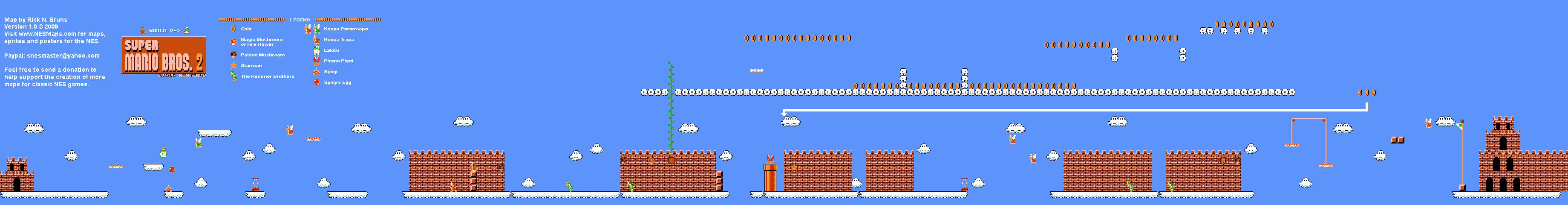 Super Mario Bros. 2 (Japan) - World 8-3 Nintendo NES Famicom FDS Map