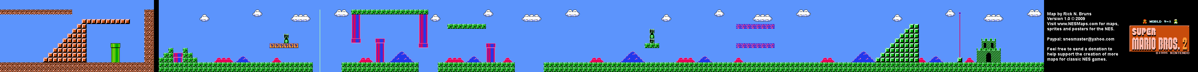Super Mario Bros. 2 (Japan) - World 9-1 Nintendo NES Famicom FDS BG Map
