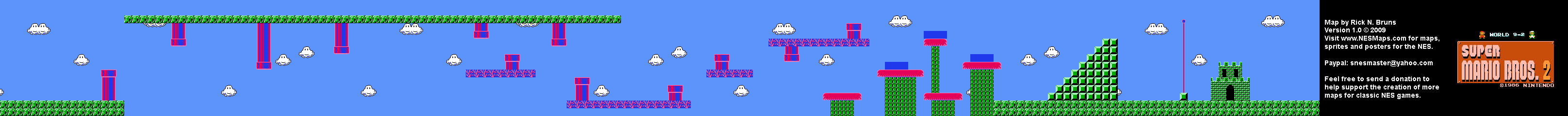Super Mario Bros. 2 (Japan) - World 9-2 Nintendo NES Famicom FDS BG Map