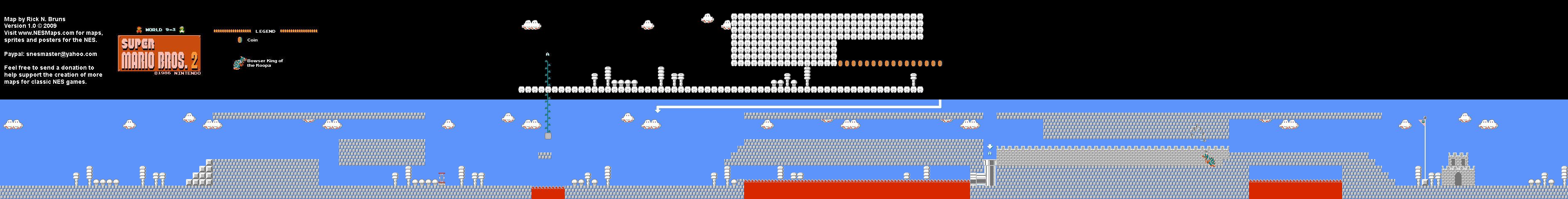 Super Mario Bros. 2 (Japan) - World 9-3 Nintendo NES Famicom FDS Map