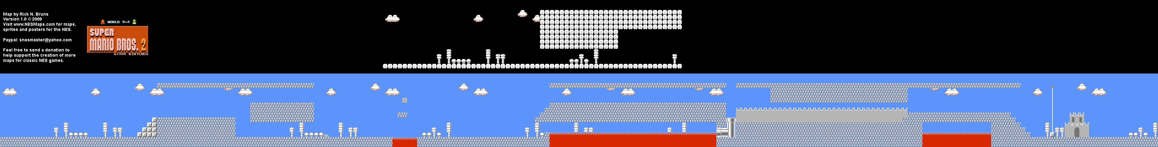 Super Mario Bros. 2 (Japan) - World 9-3 Nintendo NES Famicom FDS BG Map