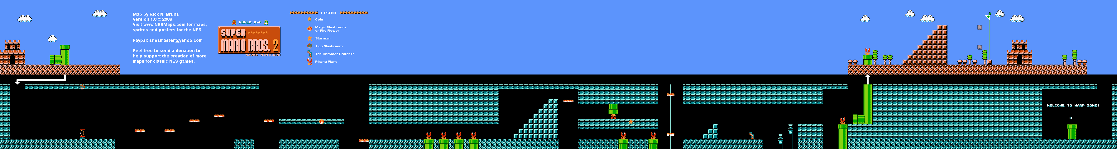 Super Mario Bros. 2 (Japan) - World A-2 Nintendo NES Famicom FDS Map