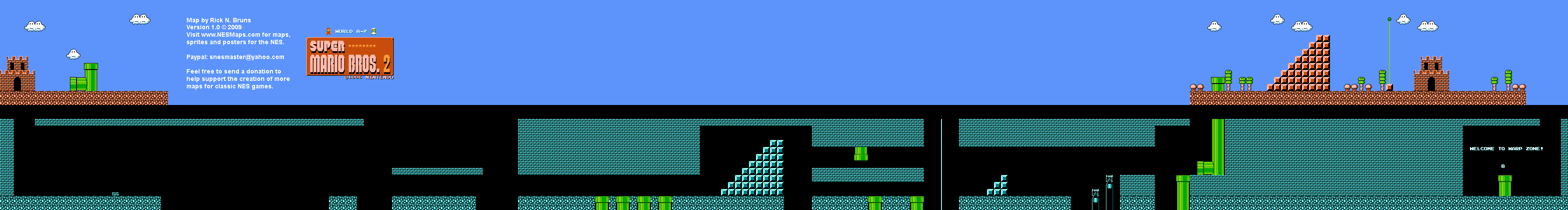 Super Mario Bros. 2 (Japan) - World A-2 Nintendo NES Famicom FDS BG Map