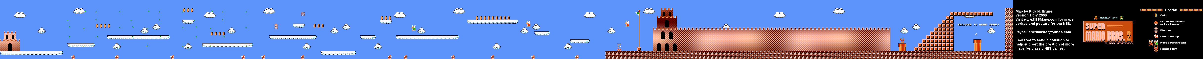 Super Mario Bros. 2 (Japan) - World A-3 Nintendo NES Famicom FDS Map