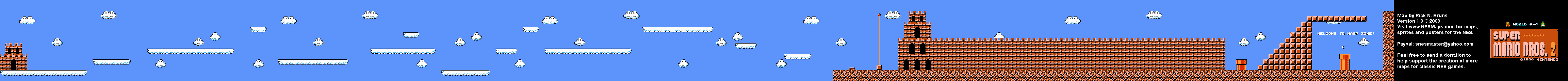 Super Mario Bros. 2 (Japan) - World A-3 Nintendo NES Famicom FDS BG Map