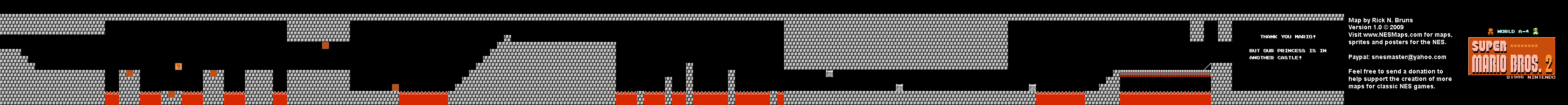 Super Mario Bros. 2 (Japan) - World A-4 Nintendo NES Famicom FDS BG Map