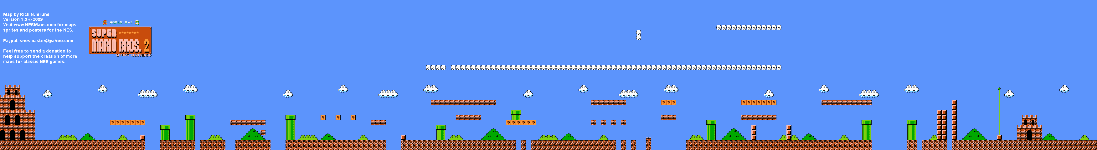 Super Mario Bros. 2 (Japan) - World B-1 Nintendo NES Famicom FDS BG Map