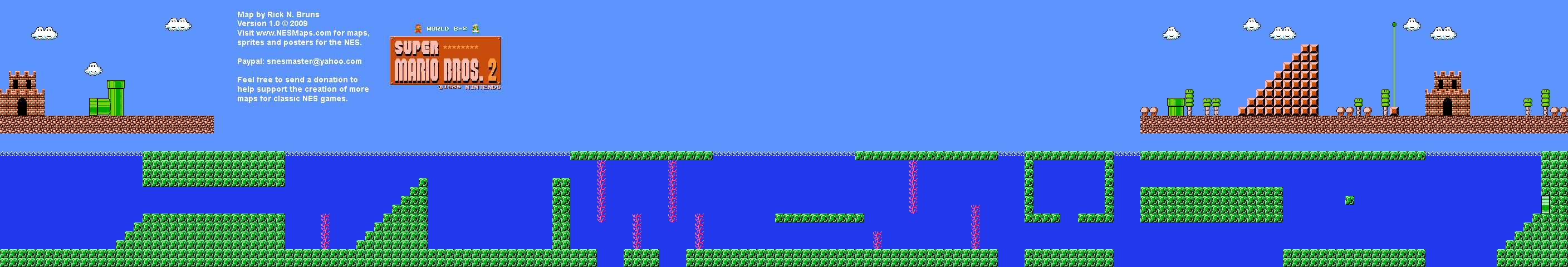 Super Mario Bros. 2 (Japan) - World B-2 Nintendo NES Famicom FDS BG Map