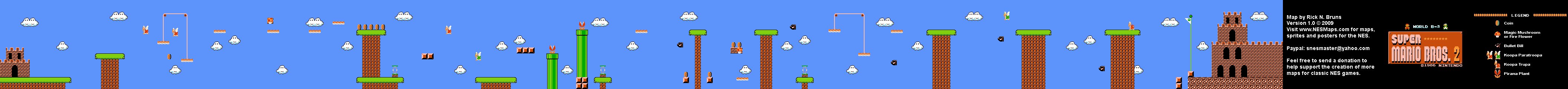 Super Mario Bros. 2 (Japan) - World B-3 Nintendo NES Famicom FDS Map