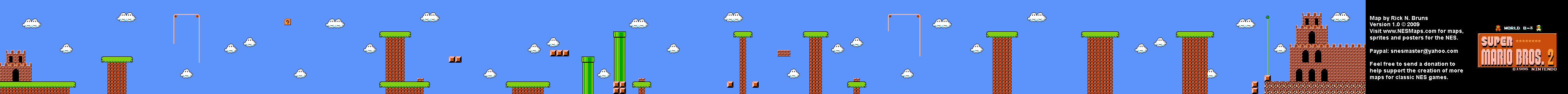 Super Mario Bros. 2 (Japan) - World B-3 Nintendo NES Famicom FDS BG Map