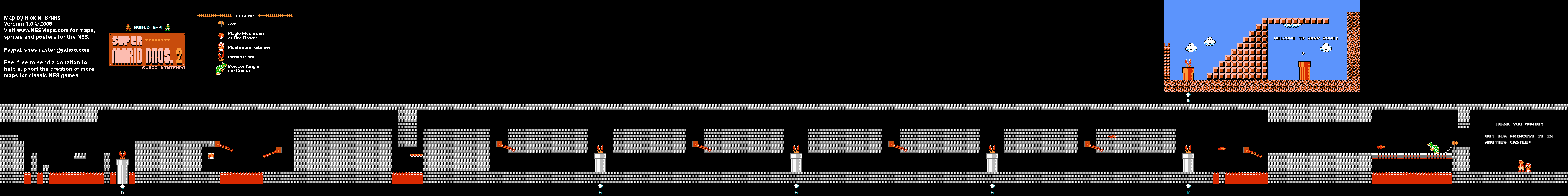 Super Mario Bros. 2 (Japan) - World B-4 Nintendo NES Famicom FDS Map