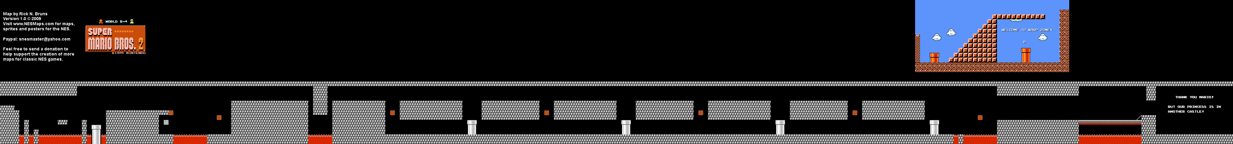 Super Mario Bros. 2 (Japan) - World B-4 Nintendo NES Famicom FDS BG Map