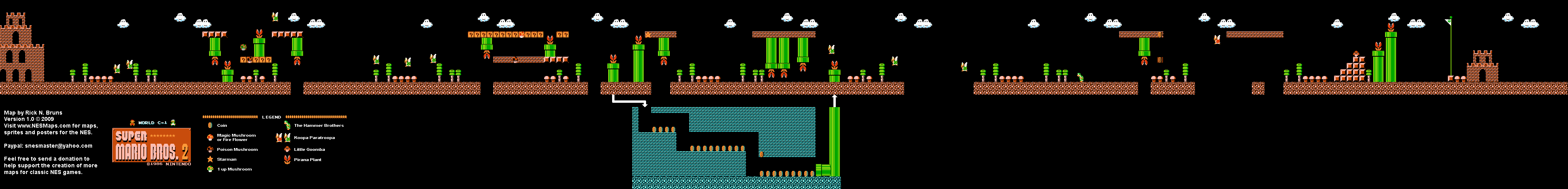 Super Mario Bros. 2 (Japan) - World C-1 Nintendo NES Famicom FDS Map