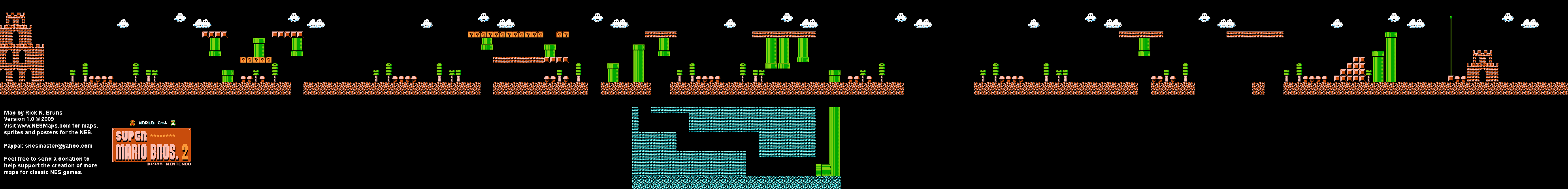 Super Mario Bros. 2 (Japan) - World C-1 Nintendo NES Famicom FDS BG Map