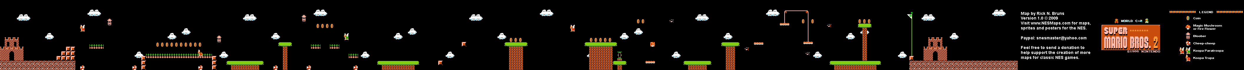 Super Mario Bros. 2 (Japan) - World C-2 Nintendo NES Famicom FDS Map