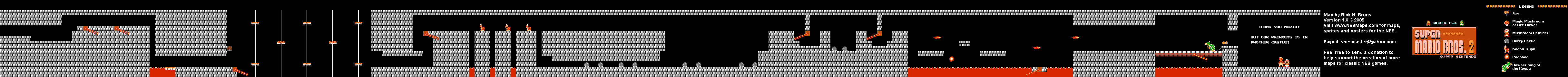 Super Mario Bros. 2 (Japan) - World C-4 Nintendo NES Famicom FDS Map