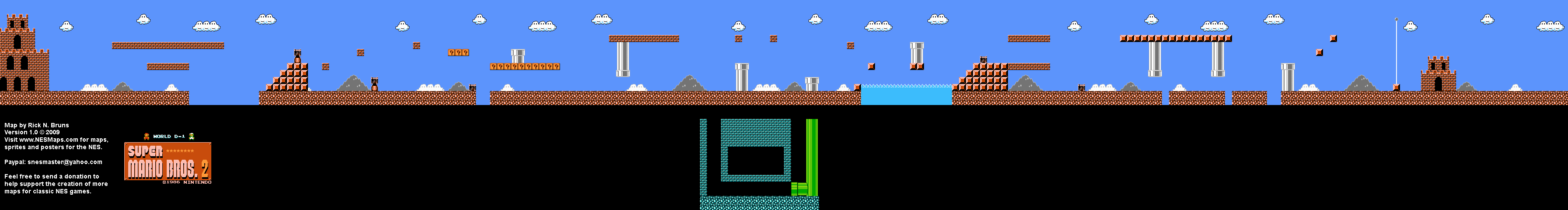 Super Mario Bros. 2 (Japan) - World D-1 Nintendo NES Famicom FDS BG Map