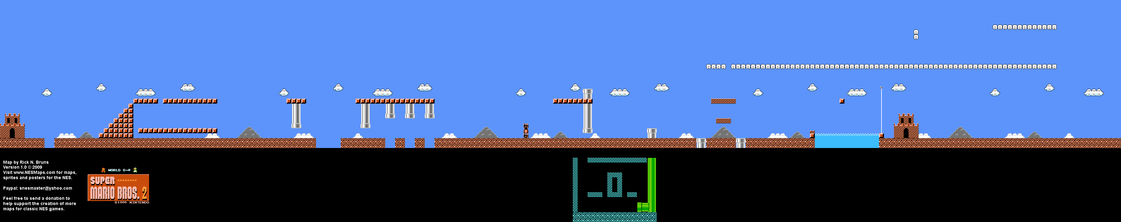 Super Mario Bros. 2 (Japan) - World D-2 Nintendo NES Famicom FDS BG Map