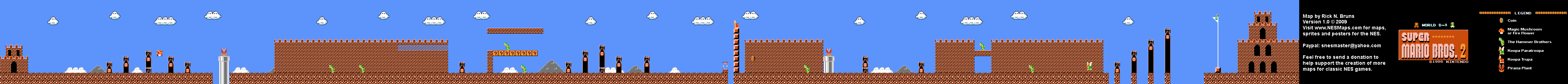 Super Mario Bros. 2 (Japan) - World D-3 Nintendo NES Famicom FDS Map