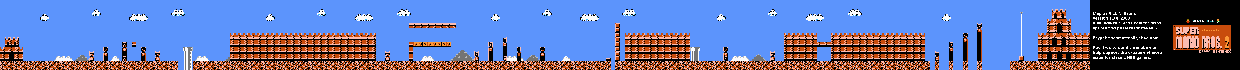 Super Mario Bros. 2 (Japan) - World D-3 Nintendo NES Famicom FDS BG Map