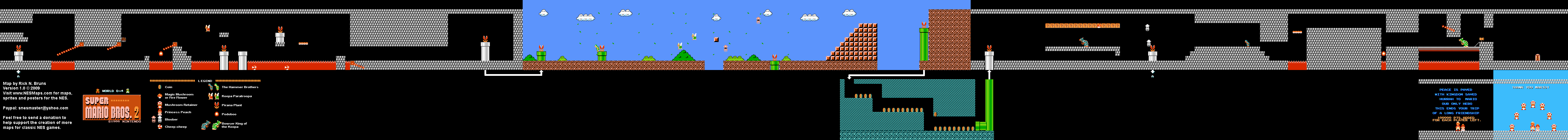 Super Mario Bros. 2 (Japan) - World D-4 Nintendo NES Famicom FDS Map