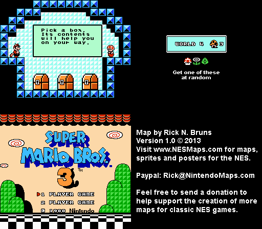 Super Mario Brothers 3 - World 4 Toad's House 3 Nintendo NES Map