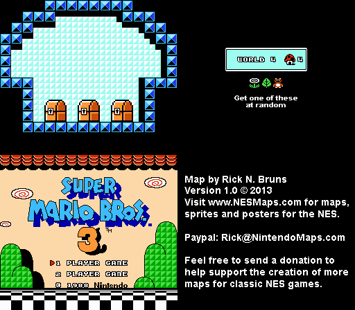 Super Mario Brothers 3 - World 4 Toad's House 4 Nintendo NES Map BG