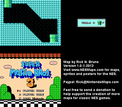 Super Mario Brothers 3 - World 8 Pipe F Nintendo NES Map BG