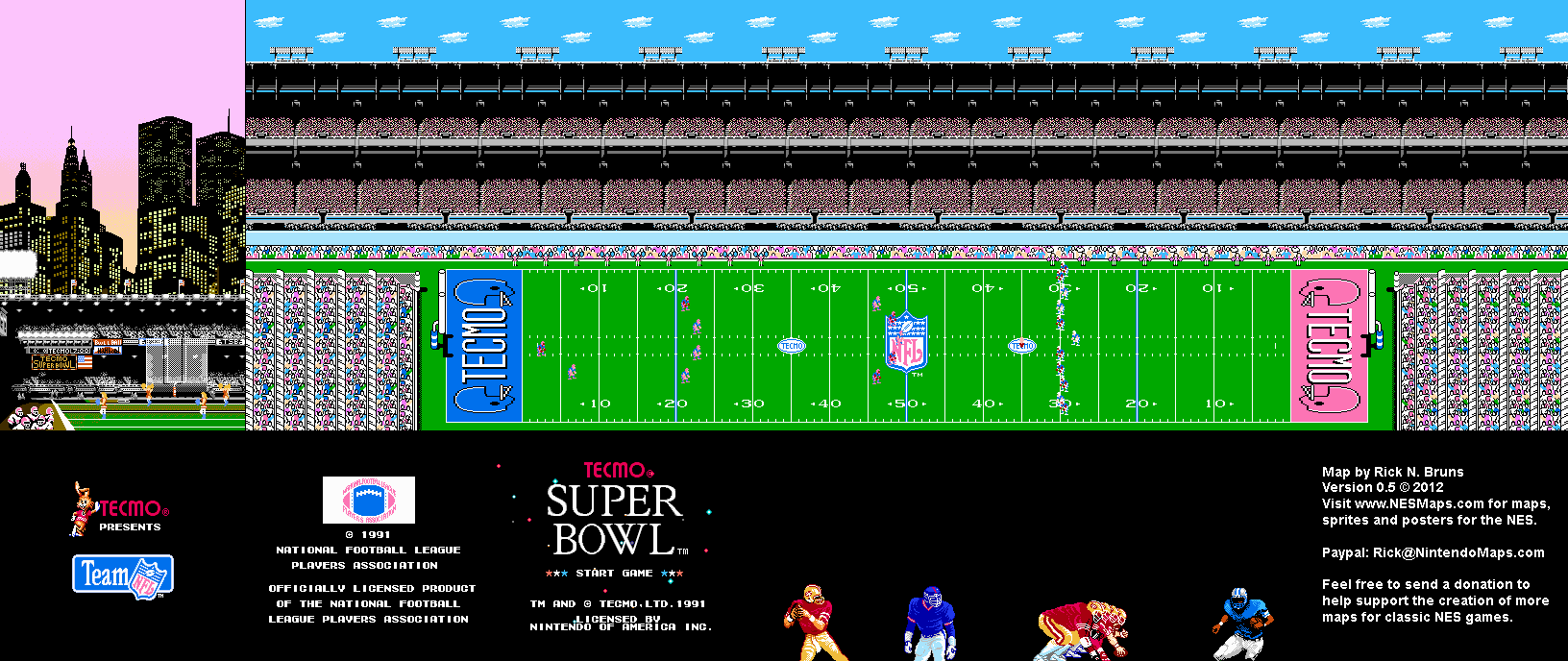 Tecmo Super Bowl - Labeled - Nintendo NES Map