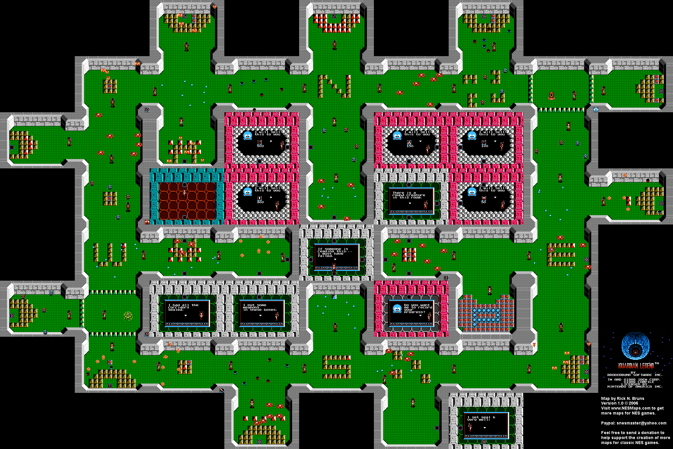 The Guardian Legend - Area 0 - NES Map